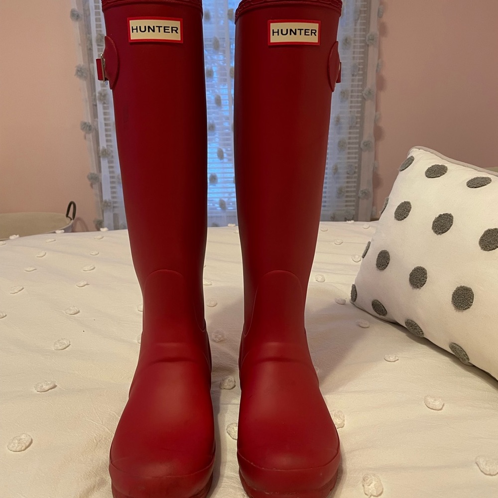 Matte Red Tall Hunter Boots